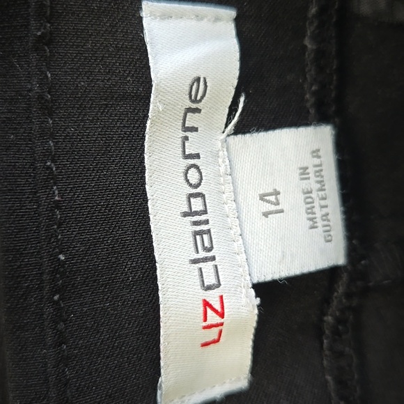 Liz Claiborne Womens Black Straight Mid Rise Pull On Pant Size 14 - Picture 5 of 6